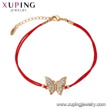 75627 Xuping Venda Quente popular Mulheres banhado a ouro projeto original pulseira corda vermelha